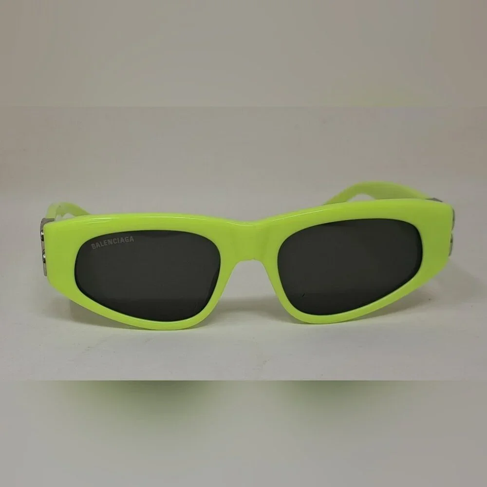 Balenciaga Sunglasses Yellow Gray BB Temples Oval Cat Eye BB0095S 53-19-135 XL